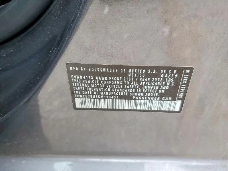 2019 VOLKSWAGEN JETTA S  