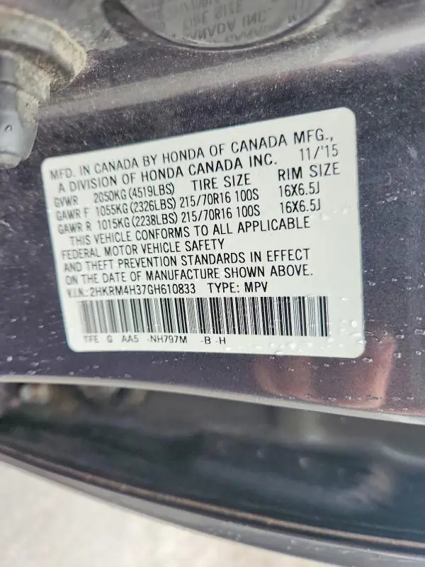 2016 HONDA CR-V LX  