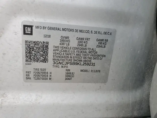 2019 CHEVROLET TRAX 1LT  
