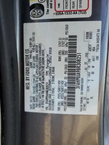 2011 FORD FUSION SEL  