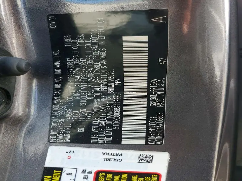 2011 TOYOTA SIENNA LE  