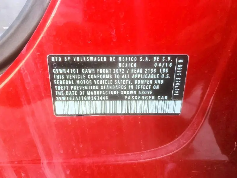 2016 VOLKSWAGEN JETTA S  