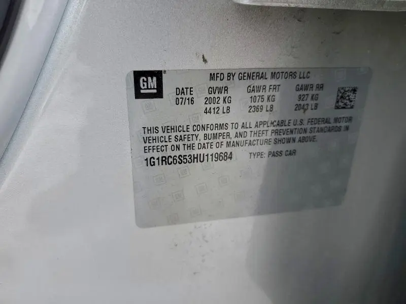 2017 CHEVROLET VOLT LT  