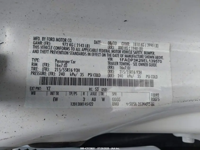 2014 FORD FOCUS SE