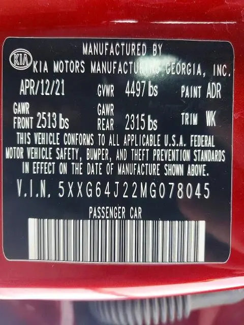 2021 KIA K5   