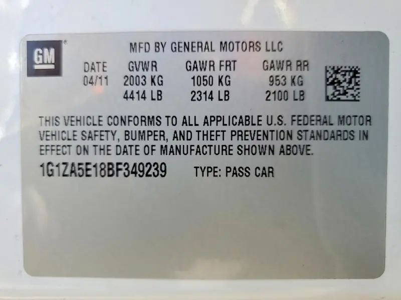 2011 CHEVROLET MALIBU LS  