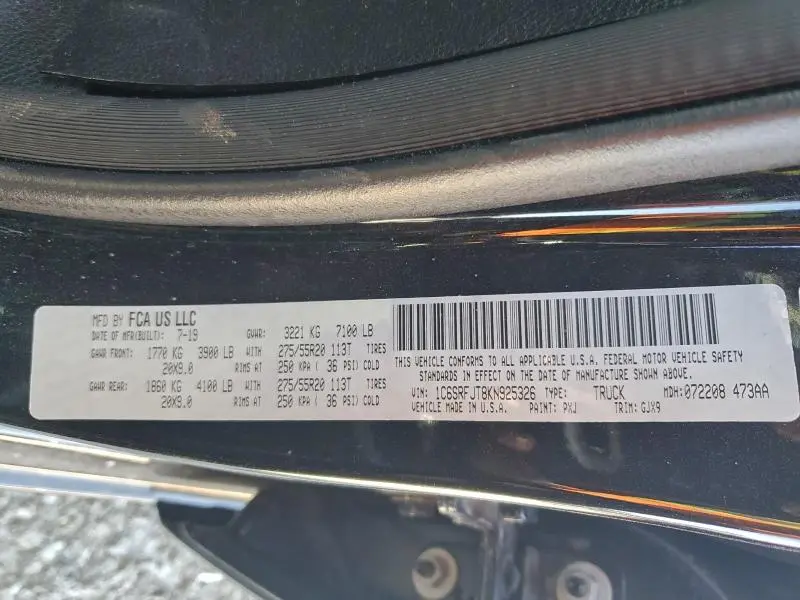 2019 RAM 1500 LARAMIE  