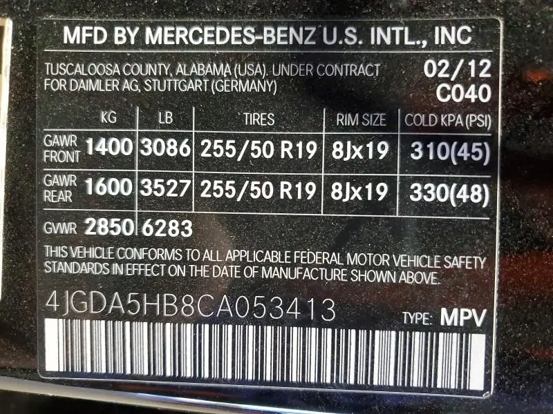 2012 MERCEDES-BENZ ML 350 4MATIC  