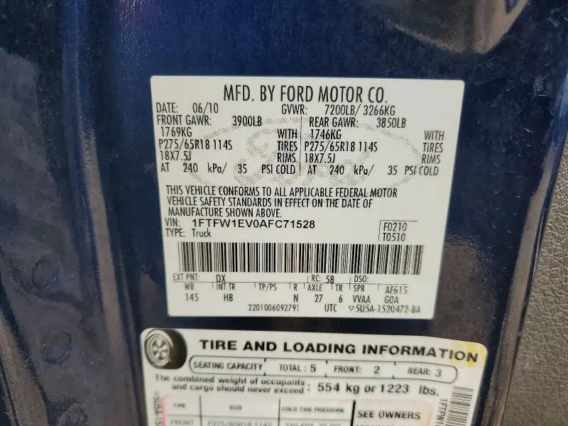 2010 FORD F150 SUPERCREW  