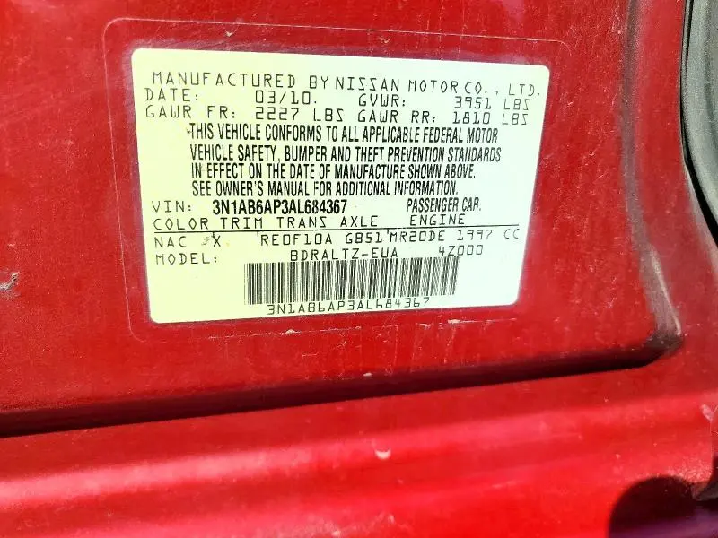 2010 NISSAN SENTRA 2.0  