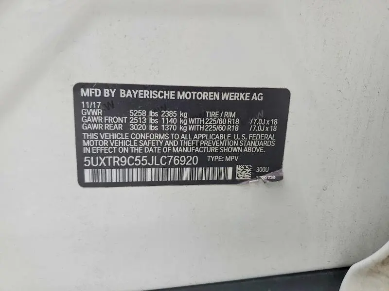 2018 BMW X3 XDRIVE30I  