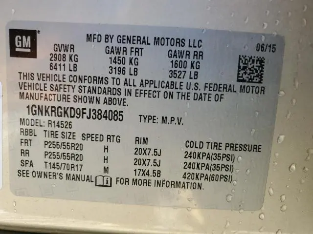 2015 CHEVROLET TRAVERSE LT  