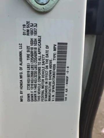 2019 HONDA ODYSSEY EXL  