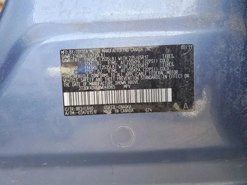 2011 TOYOTA RAV4 LIMITED  