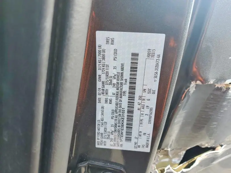 2019 FORD F150 SUPERCREW  