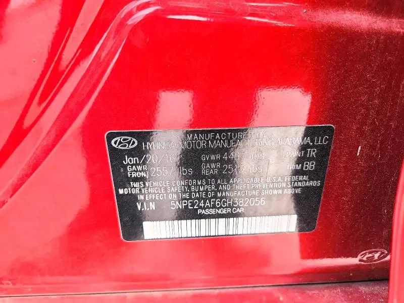 2016 HYUNDAI SONATA SE  