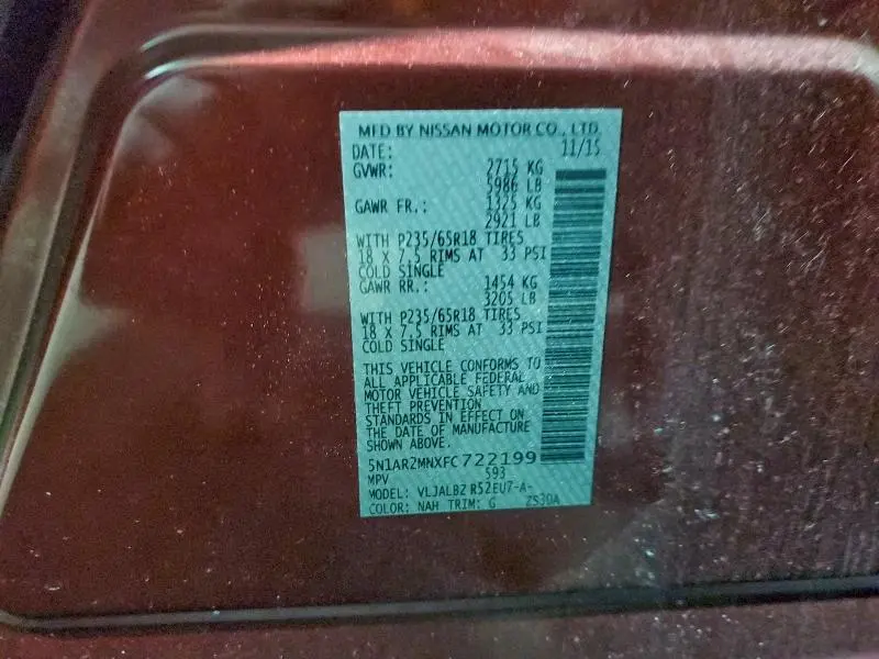 2015 NISSAN PATHFINDER S  