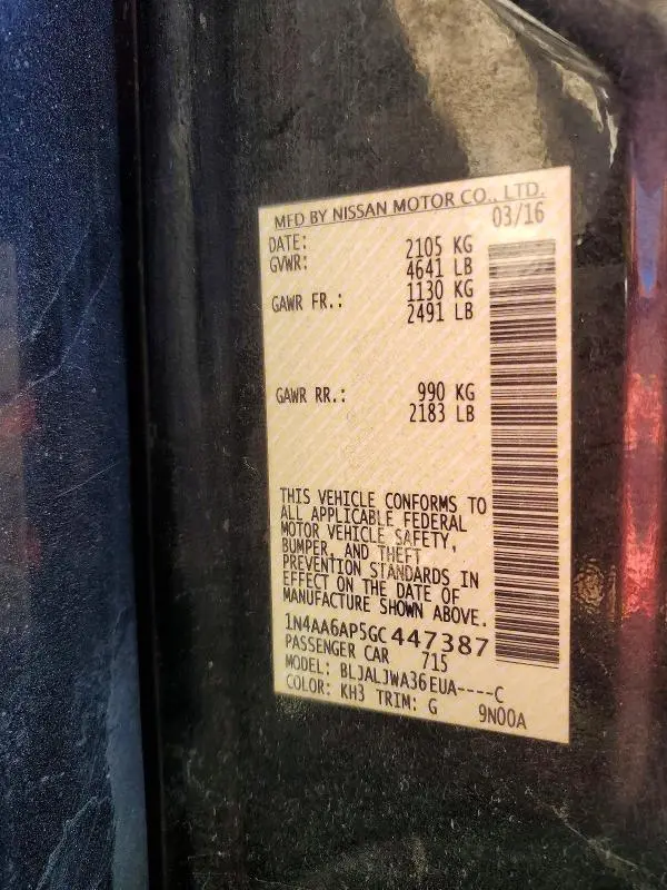 2016 NISSAN MAXIMA 3.5S  