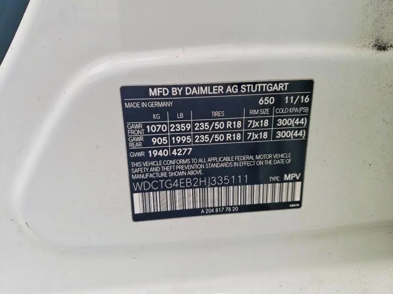 2017 MERCEDES-BENZ GLA 250  