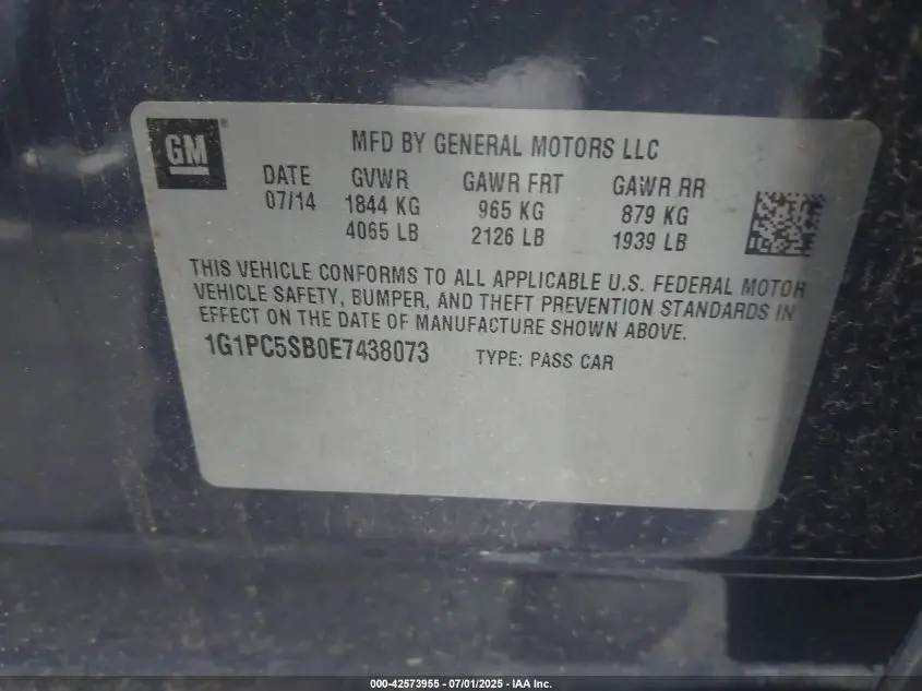 2014 CHEVROLET CRUZE 1LT AUTO