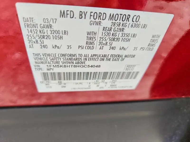 2017 FORD EXPLORER PLATINUM  