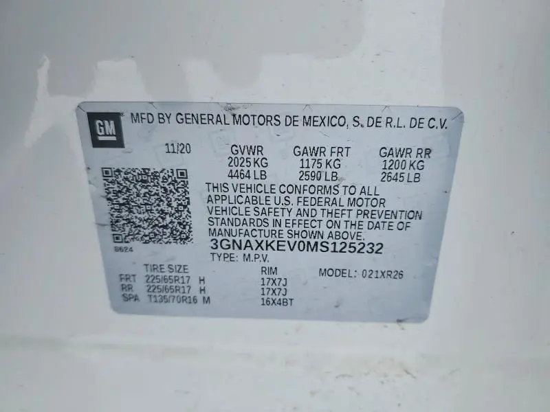 2021 CHEVROLET EQUINOX LT  