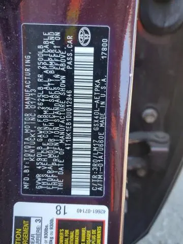 2013 TOYOTA AVALON BASE  