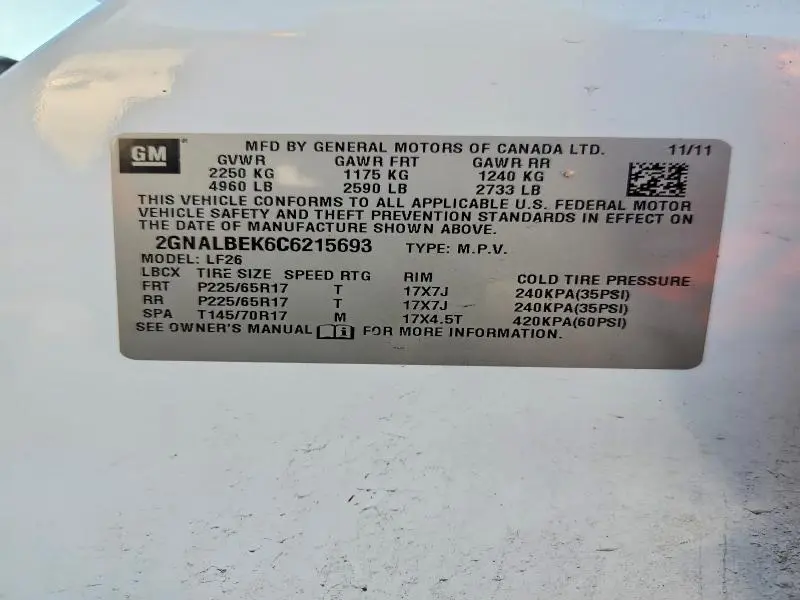 2012 CHEVROLET EQUINOX LS  