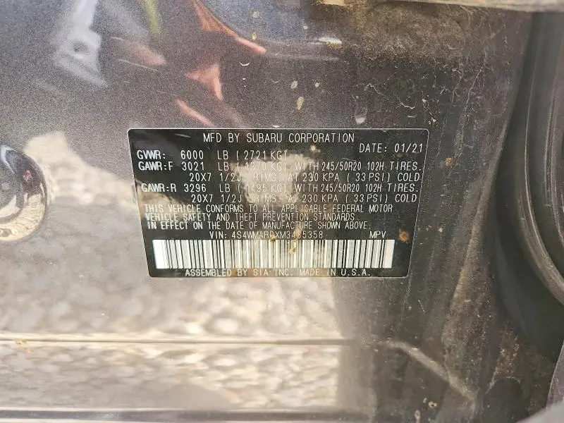 2021 SUBARU ASCENT TOURING  