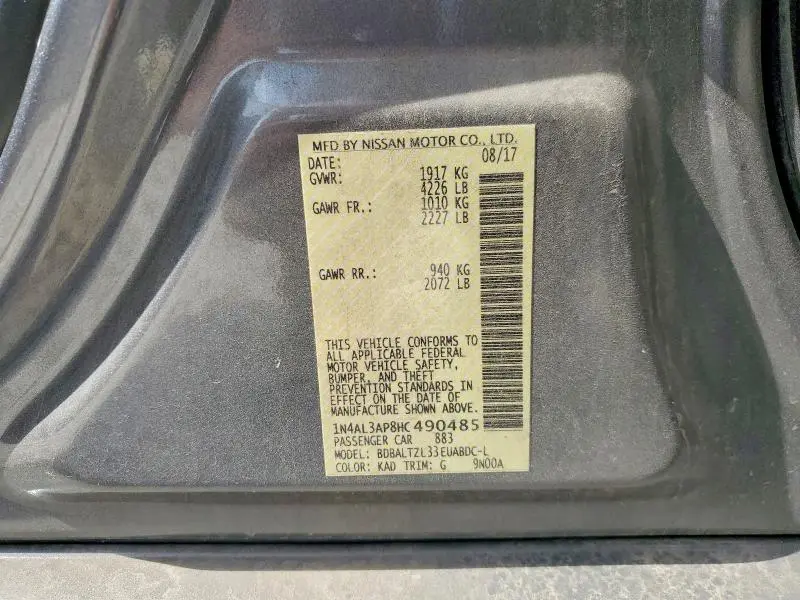 2017 NISSAN ALTIMA 2.5  
