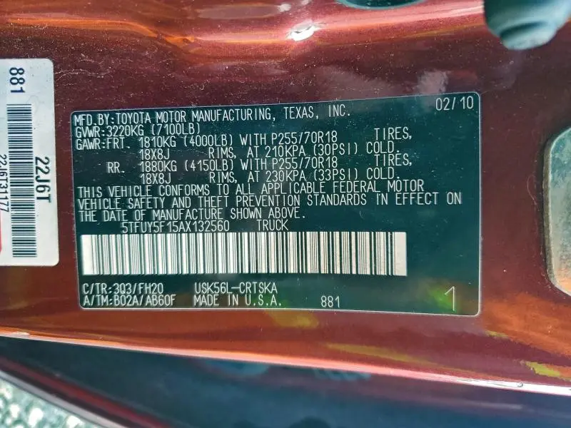 2010 TOYOTA TUNDRA DOUBLE CAB SR5  