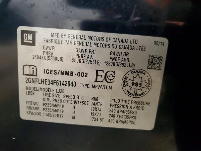 2015 CHEVROLET EQUINOX LTZ  