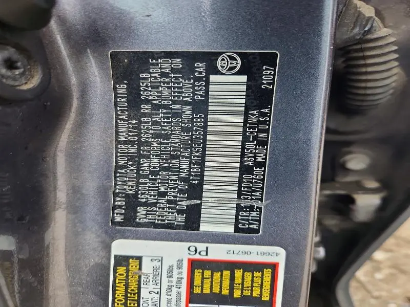 2014 TOYOTA CAMRY LE  