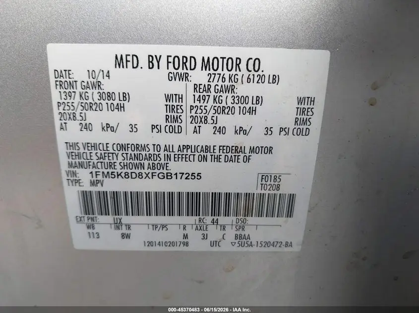 2015 FORD EXPLORER XLT