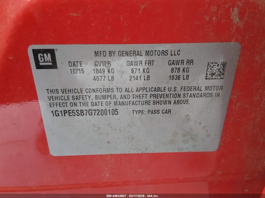 2016 CHEVROLET CRUZE LIMITED 1LT AUTO