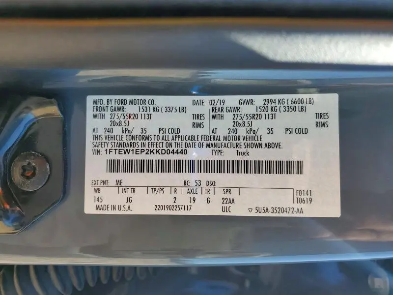 2019 FORD F150 SUPERCREW  
