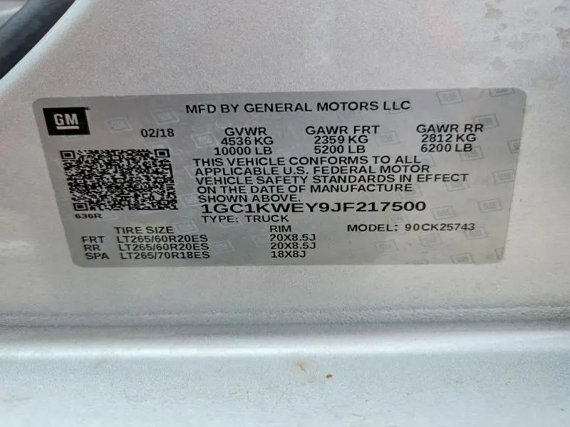 2018 CHEVROLET SILVERADO K2500 HEAVY DUTY LTZ  