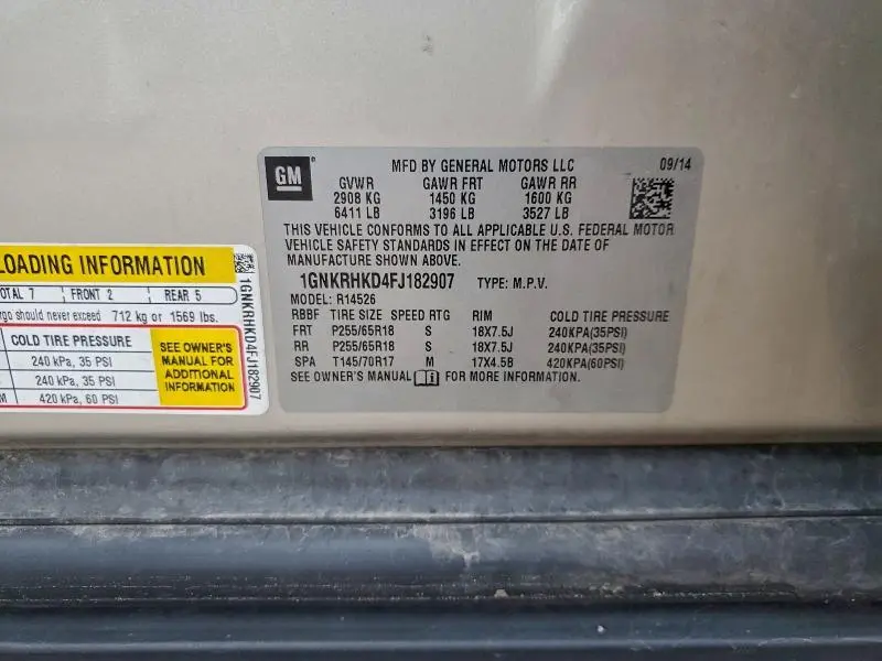 2015 CHEVROLET TRAVERSE LT  