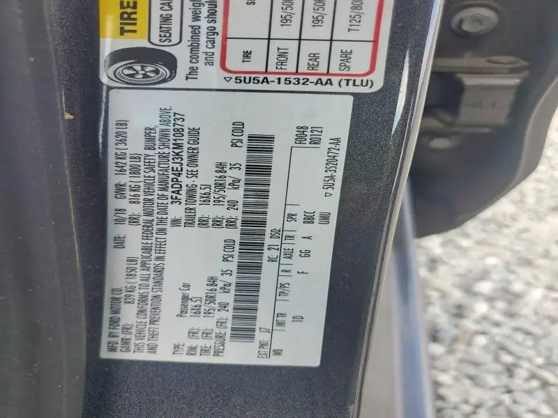 2019 FORD FIESTA SE  