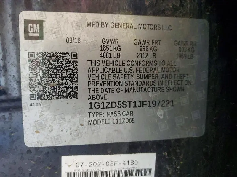 2018 CHEVROLET MALIBU LT  