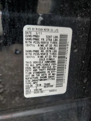 2011 NISSAN MURANO S  