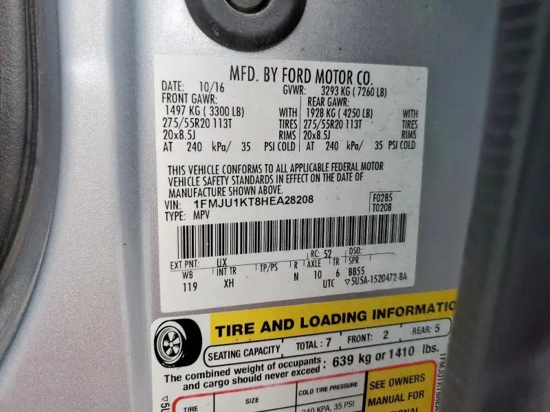 2017 FORD EXPEDITION LIMITED  