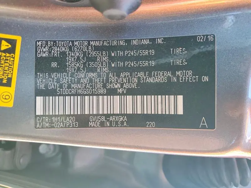 2016 TOYOTA HIGHLANDER HYBRID LIMITED  