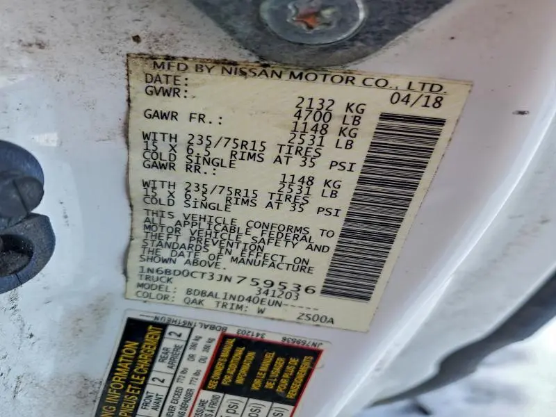 2018 NISSAN FRONTIER S  