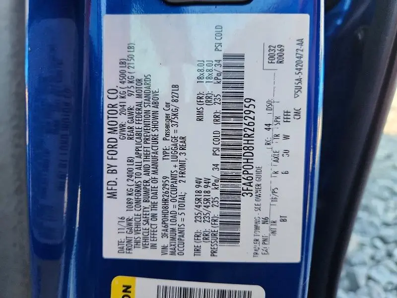 2017 FORD FUSION SE  