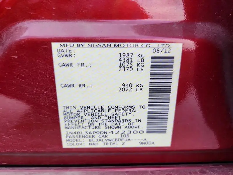 2013 NISSAN ALTIMA 3.5 S  