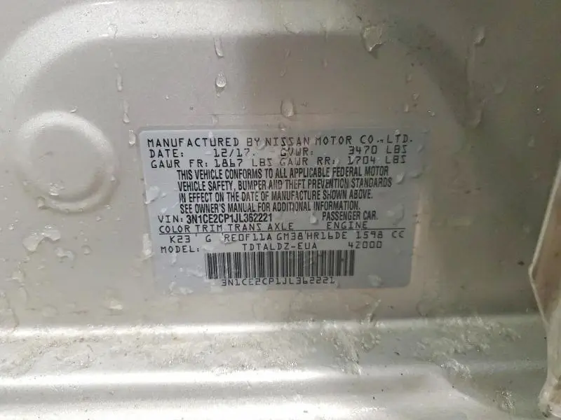 2018 NISSAN VERSA NOTE S  