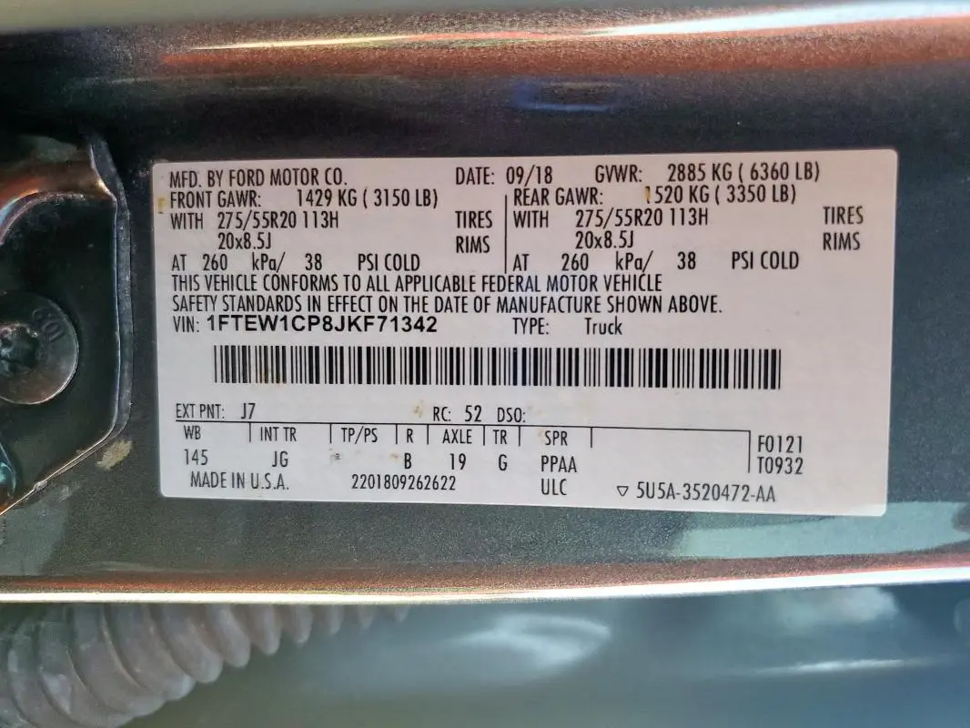 2018 FORD F150 SUPERCREW  