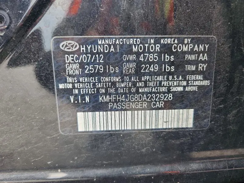 2013 HYUNDAI AZERA BASE  