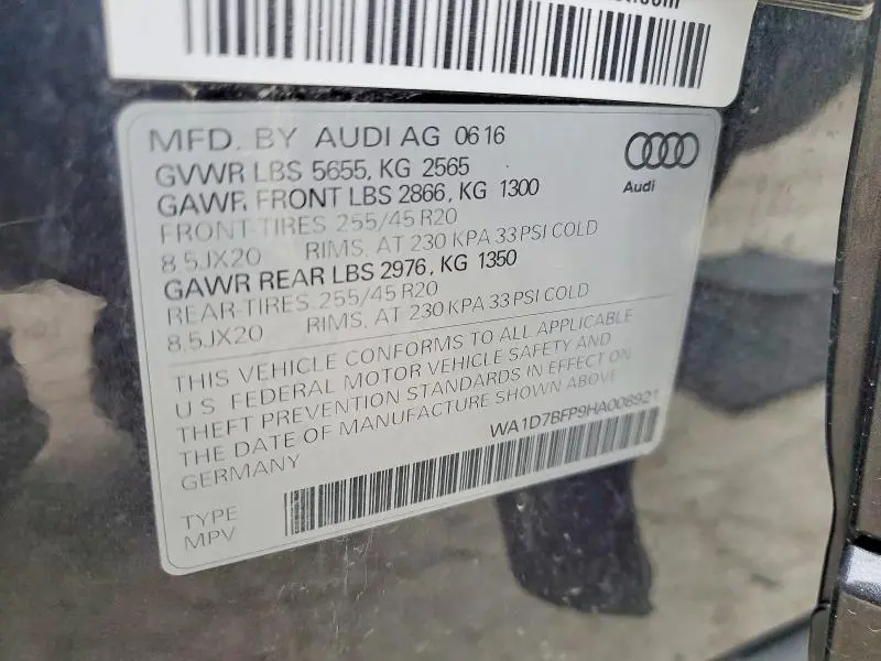 2017 AUDI Q5 PREMIUM PLUS S-LINE  
